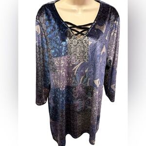 1496 / Chicos 3/4 Sleeve Velvet Print Top Women’s Size 3 = XL